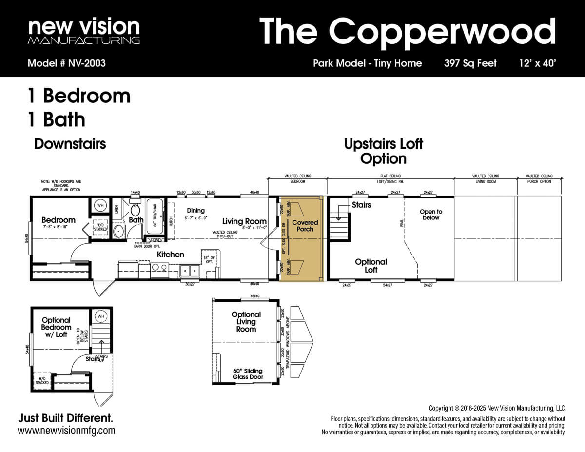 Floorplan of The Copperwood Tiny Home by New Vision